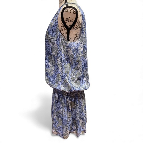 Ramy Brook Blue Green Silk Printed Drop-Waist Dress – Size L - Picture 2 of 6